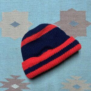Vintage knit beanie winter hat striped acrylic? soft double layer thick warm